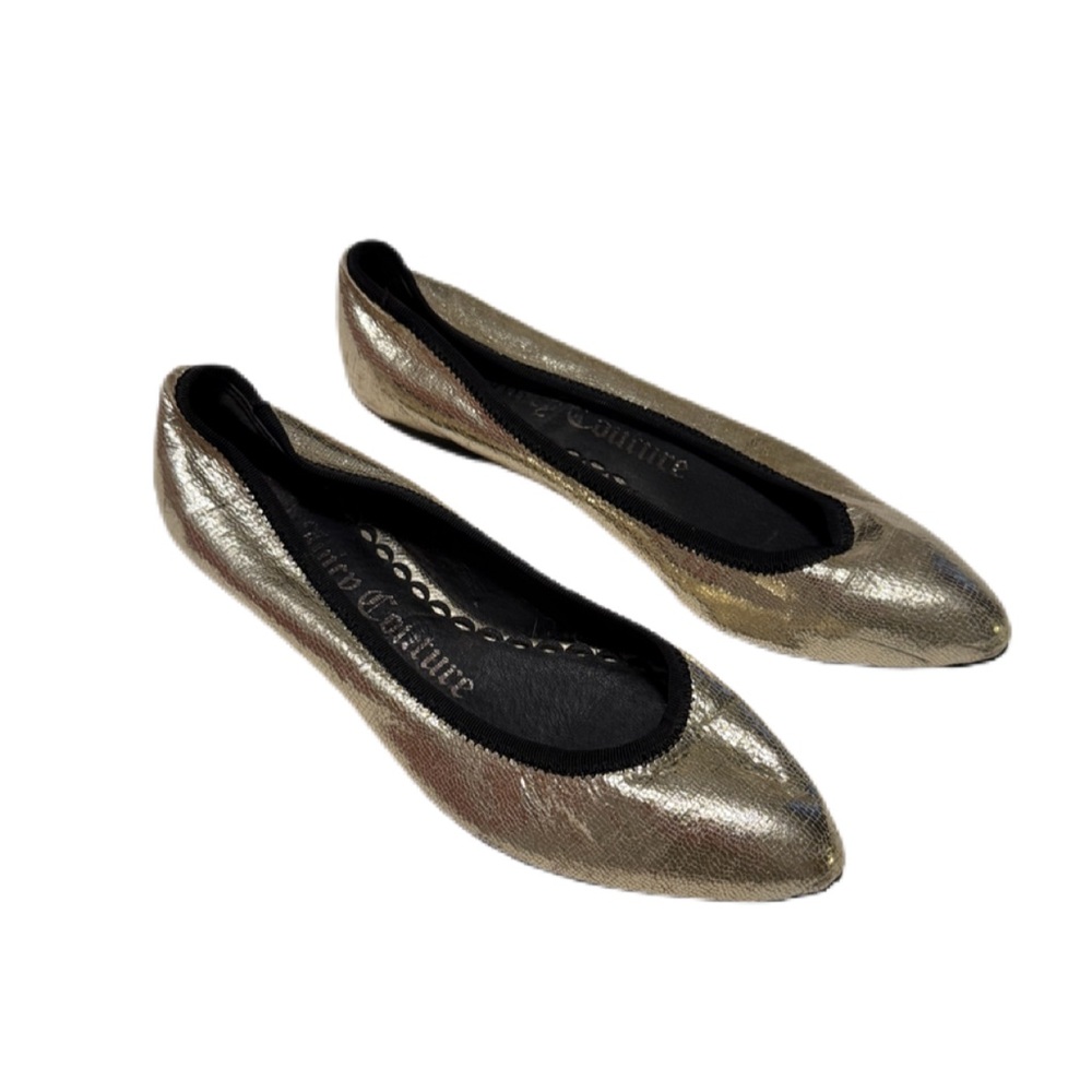 Juicy Couture Metallic Gold Pointed-Toe Flats